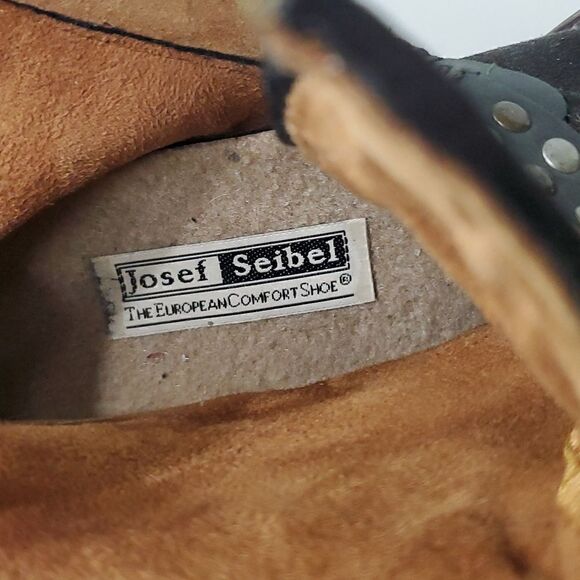 Josef Seibel Toni Studded Harness Suede Side Zip Booties Black Silver Size EU 38 - Picture 7 of 11